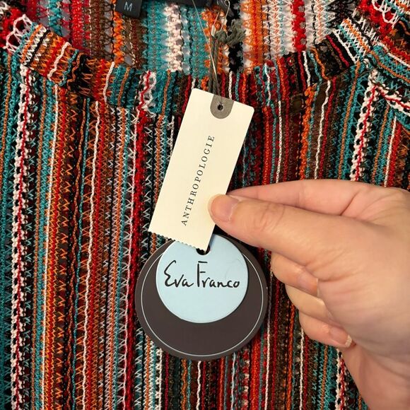 Anthropologie Eva Franco crochet ruffle stripped hippie stripped top size M NWT! - Picture 8 of 13